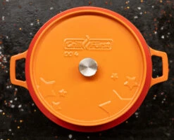 Grillfürst Emaillierter Dutch Oven Ohne Füsse DO4 - Orange -GrillProfi Werkstatt Grillfuerst Dutch Oven DO4 orange Deckel Emaillie