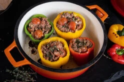 Grillfürst Emaillierter Dutch Oven Ohne Füsse DO7,5 - Orange -GrillProfi Werkstatt Grillfuerst Dutch Oven farbig Beispiel DO7 5 orange Mood Paprika