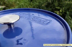 Grillfürst Emaillierter Dutch Oven Ohne Füsse DO7,5 - Blau -GrillProfi Werkstatt Grillfuerst Dutch Oven farbig DO12 blau Deckel