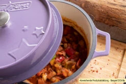 Grillfürst Emaillierter Dutch Oven Ohne Füsse DO7,5 - Blau -GrillProfi Werkstatt Grillfuerst Dutch Oven farbig emailliert lila Beispiel DO6 3