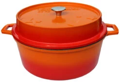 Grillfürst Emaillierter Dutch Oven Ohne Füsse DO7,5 - Orange -GrillProfi Werkstatt Grillfuerst Gusseisentopf emailliert DO7 5 orange