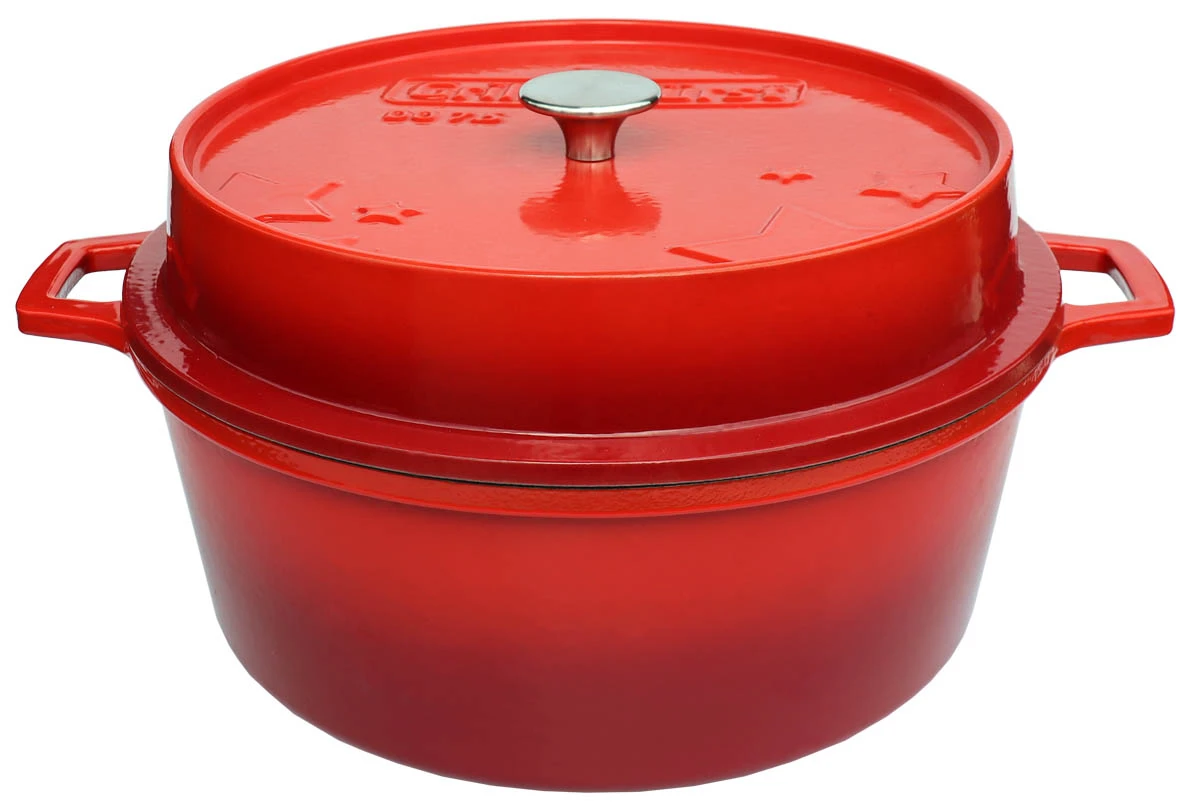 Grillfürst Emaillierter Dutch Oven Ohne Füsse DO7,5 - Rot 4 Grillfürst Emaillierter Dutch Oven Ohne Füsse DO7,5 - Rot – Bild 2