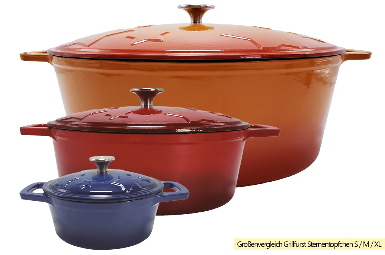 Grillfürst Dutch Oven Sternentöpfchen / Gusseisen Bräter - Emailliert - XL - Blau 9 Grillfürst Dutch Oven Sternentöpfchen / Gusseisen Bräter - Emailliert - XL - Blau – Bild 7