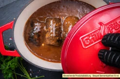 Grillfürst Dutch Oven Sternentöpfchen / Gusseisen Bräter - Emailliert - M - Lila -GrillProfi Werkstatt Grillfuerst Sternentoepfchen M Beispiel Rouladen