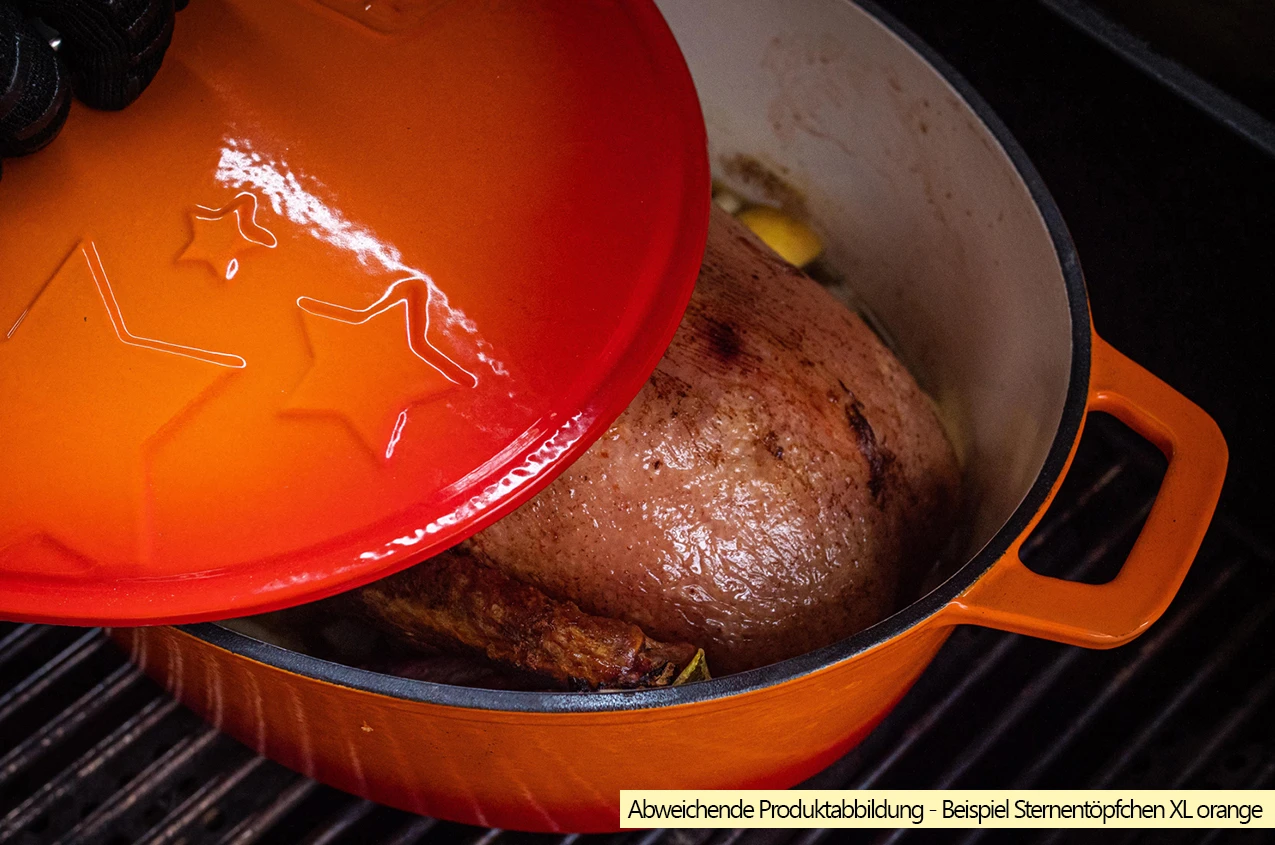 Grillfürst Dutch Oven Sternentöpfchen / Gusseisen Bräter - Emailliert - XL - Blau 7 Grillfürst Dutch Oven Sternentöpfchen / Gusseisen Bräter - Emailliert - XL - Blau – Bild 5